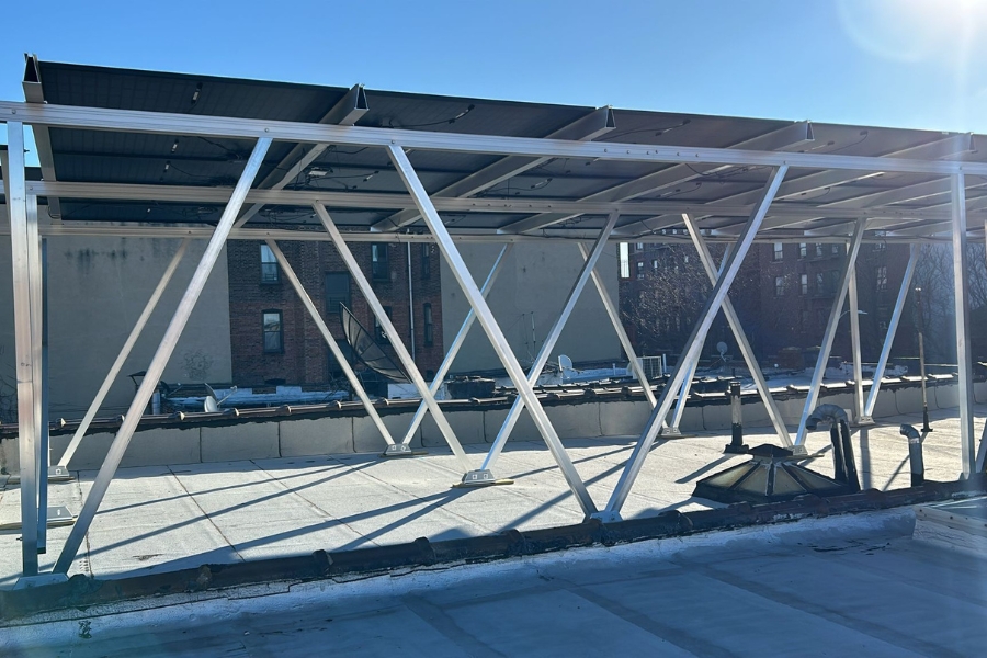 clean solar energy installation on commercial rooftop
